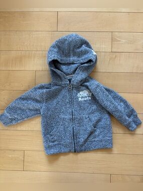 Roots Baby Heather Grey Salt and Pepper Zip Hoodie with Beaver Logo